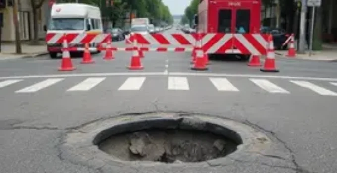 buraco no meio da rua