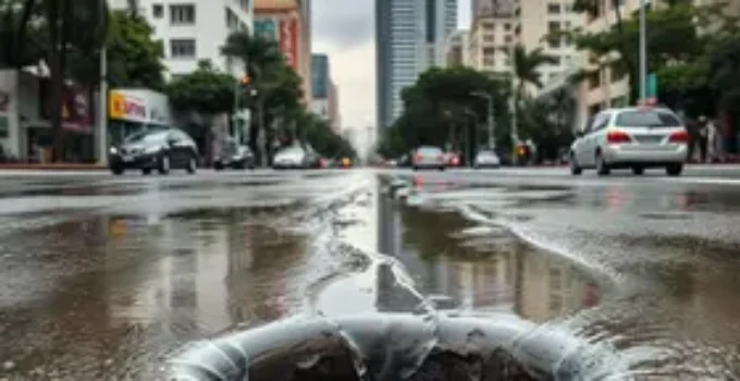 vazamento de água na Avenida Morumbi