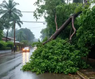 árvore cai durante chuva intensa